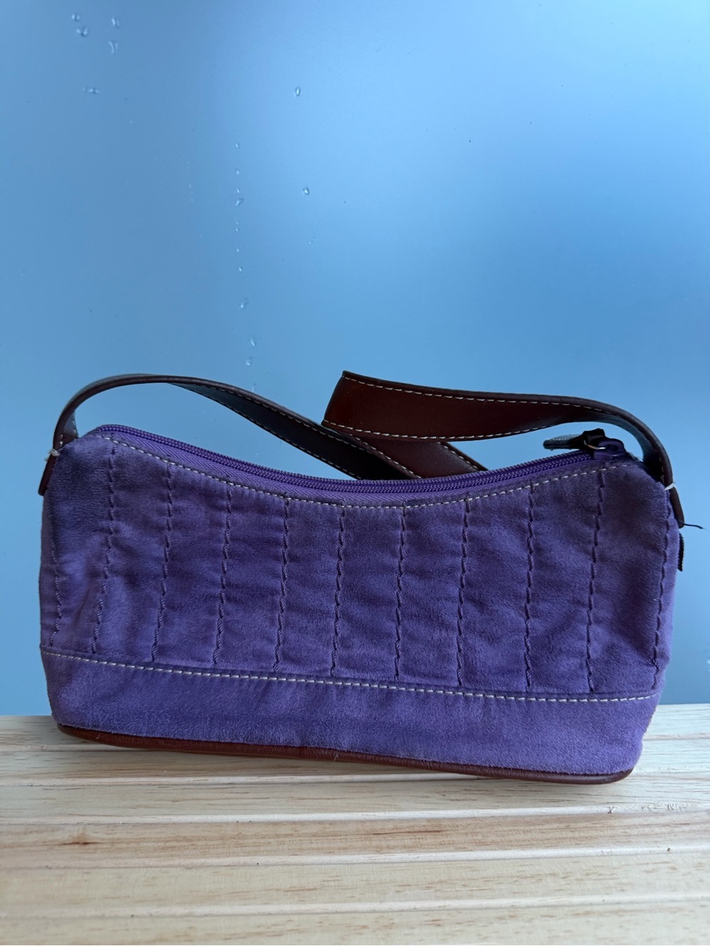 Purple Suede Wristlet Shoulder Bag - Tommy Hilfiger